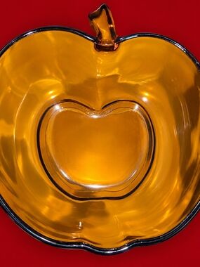 Vintage Hazel Atlas Amber Glass Apple Bowls Set of 2 Mid Century 1950s 1960s